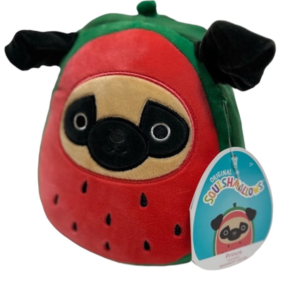 NWT Squishmallows Prince the pug dog dressed in watermelon costum…